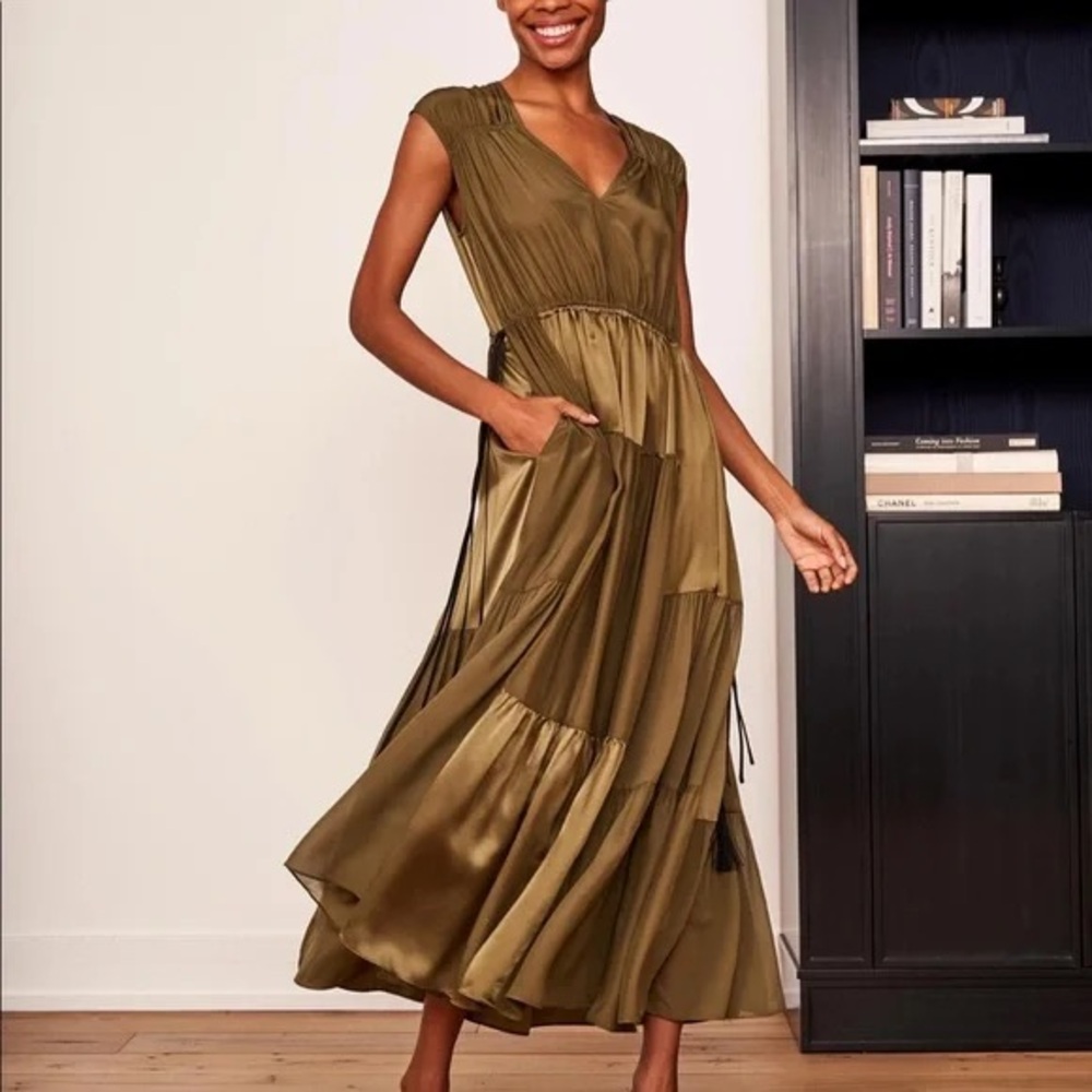 La Ligne Giselle Olive Green Maxi Dress